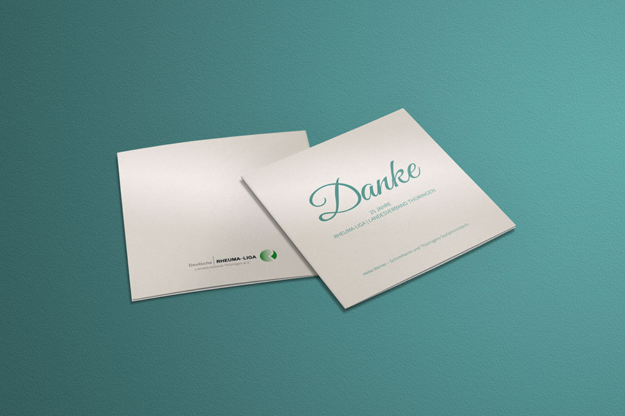 Dankeskarte, Karte, Perlmutt, Rheuma-Liga, Printdesign, Druck, Uhlstädt-Kirchhasel, Rudolstadt, Thüringen