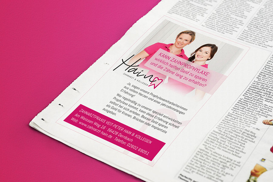 Werbeanzeige, Zeitung, Printdesign, Druck, Zahnarzt, Dernbach, Rheinland-Pfalz
