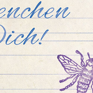 Bienchen für dich, Schreibheft, Bienchenstempel, Postkarte, Photoshop, Detail, DDR, Fleißkärtchen, Grundschule, ostdeutsch