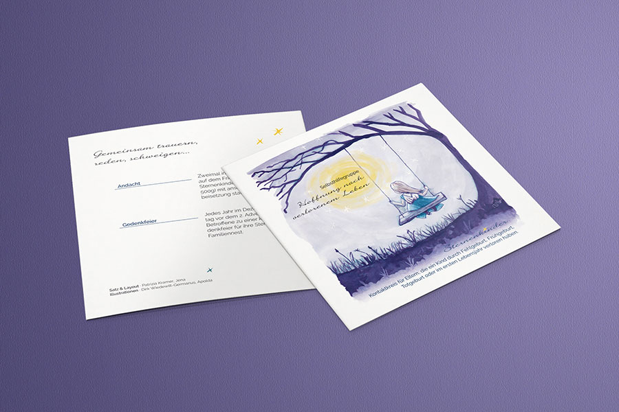 Grafikdesign, Flyer, Print, Druck, Illustration, Sternenkinder, Selbsthilfegruppe, Saalfeld, Thüringen