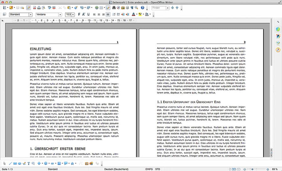 1. OpenOffice Ausgangsdokument