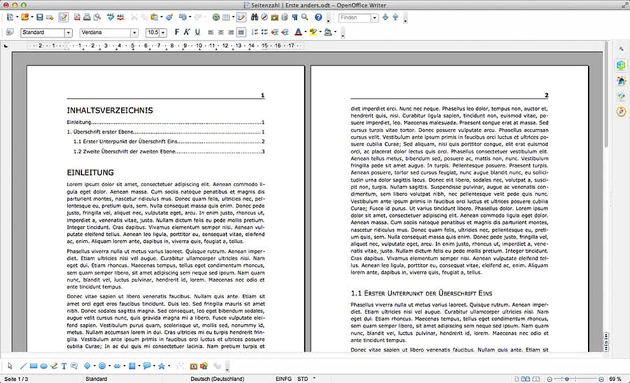 2. OpenOffice Inhaltsverzeichnis