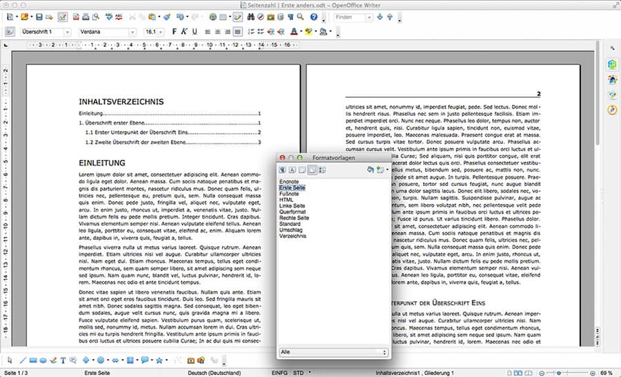 4. OpenOffice Seiten-Formatvorlage